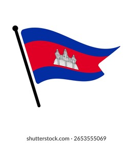 Bandera nacional de Camboya. Diseño de icono de Ilustración vectorial digital de computadora de bandera de Camboya. Bandera del asta de la bandera.
