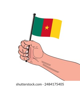 national flag of Cameroon in the original colours and on the stick