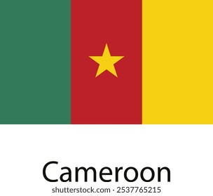 The national flag of Cameroon with three vertical stripes, green on the left, red in the middle, and yellow on the right, with a yellow star in the center.