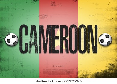 National flag of Cameroon. Vintage background. Grunge texture. Banner design pattern. Vector illustration