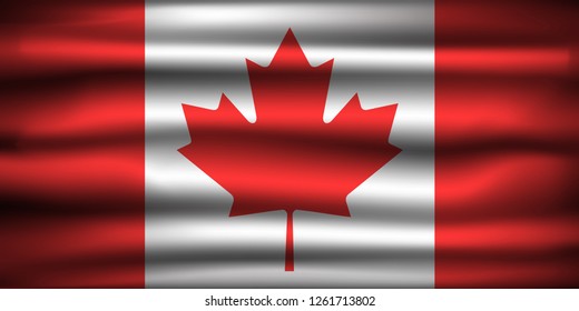 National Flag of Canada CA. Front view, official colors and correct proportion. Realistic vector illustration.