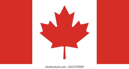 National flag of Canada. Clean, flat design ideal for print, web, and patriotic projects.