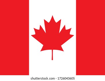 The national flag of Canada, with colored maple leaves m