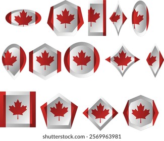 The National Flag of Canada consists of a red field with a white square at its centre in the ratio of 1∶2∶1, in which is featured one stylized, red, 11-pointed maple leaf charged in the centre.