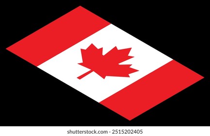 A bandeira nacional do Canadá. Uma ilustração da bandeira isométrica canadense.