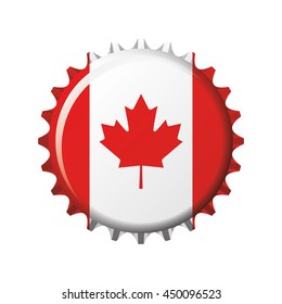National flag of Canada on a bottle cap. Vector Illustration