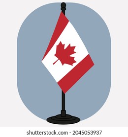 The National Flag of Canada on flagstaff | Vector illustration.