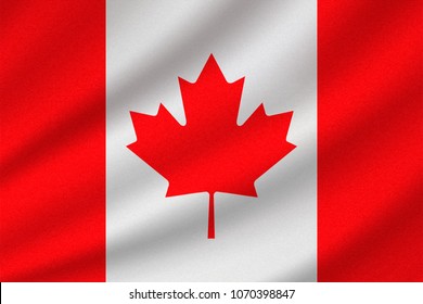 national flag of Canada on wavy cotton fabric. Realistic vector illustration.