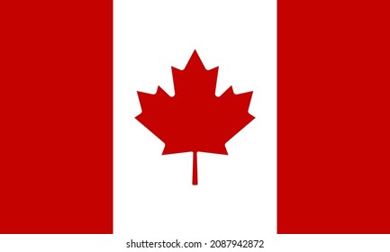 National flag of Canada. Red maple leaf on a red-white background. Vector illustration