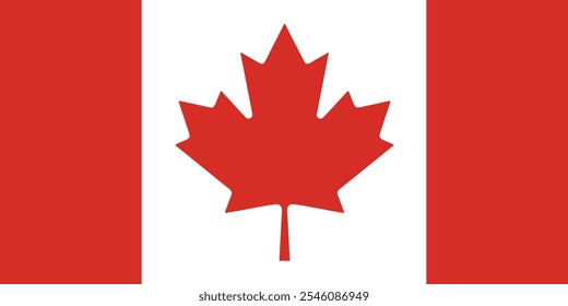 The National Flag of Canada is a red flag, twice as long as it is wide In its centre is a white square the width of the Flag, with a single stylized 11-point red maple leaf in the centre