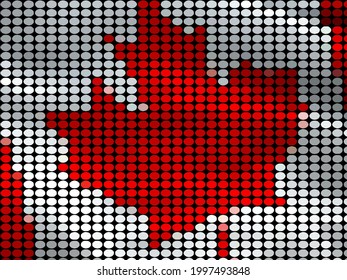 The National Flag of Canada with the symbol of maple leaf (French: le Drapeau national du Canada)