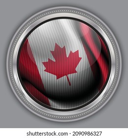The national flag of canada. The symbol of the state on wavy cotton fabric. Realistic vector illustration.flag background with cloth texture