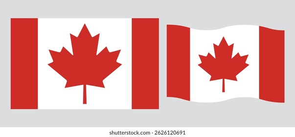 Ilustração vetorial da bandeira nacional do Canadá com tamanho e proporção padrão. Emblema da bandeira nacional com tamanho e cores precisos. Bandeira nacional oficial do Canadá.