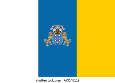 National flag of Canary Islands with correct proportions, element, colors for education books and official documentation