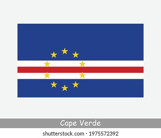 National Flag of Cape Verde. Cabo Verde Country Flag. Republic of Cabo Verde Detailed Banner. EPS Vector Illustration Cut File