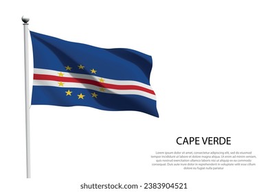 National flag Cape Verde isolated waving on white background