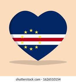 The national flag of cape verde love icon isolated on cream background vector illustration