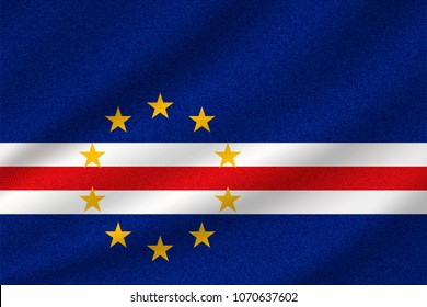 national flag of Cape Verde on wavy cotton fabric. Realistic vector illustration.