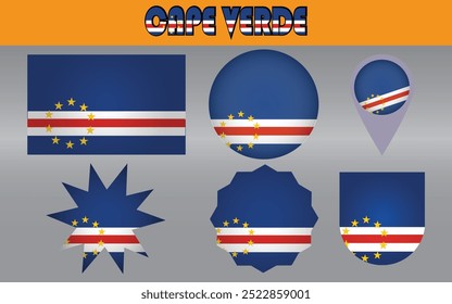 National Flag of Cape Verde vector showcasing a vibrant blue backdrop with stars and stripes, representing unity, peace, and maritime heritage.