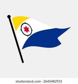 National flag of Caribisch Nederland.  Caribisch Nederland flag computer digital vector illustration icon design.  Fluttering flagpole flag.
