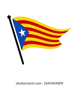 Bandeira nacional da Catalunha.  Bandeira da Catalunha computador digital vetor ilustração ícone design.  Bandeira de mastro flutuante.