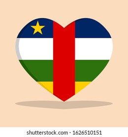 The national flag of central africa love icon isolated on cream background vector illustration