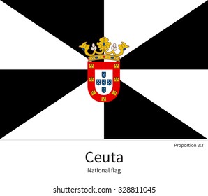 National flag of Ceuta with correct proportions, element, colors for education books and official documentation