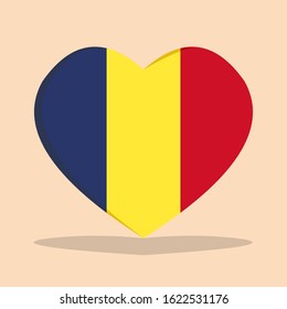 The national flag of Chad love icon isolated on cream background vector illustration.
