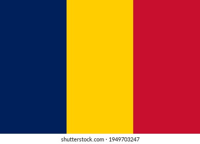 National flag of Chad. Official colors and proportions. Flag is the symbol of state. Symbol of freedom, patriotism and independence.  Flat vector illustration.