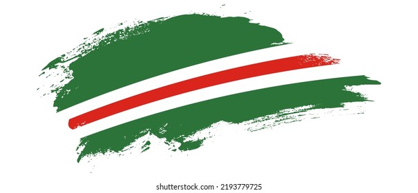 National flag of Chechen Republic of Ichkeria with curve stain brush stroke effect on white background