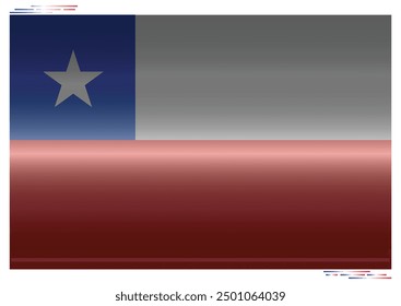 National Flag of Chile in black shadow. Republic of Chile flag in Rectangle shape. South American Country. Chilean flags isolated on white background. Editable vector EPS available