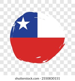 Bandeira nacional do Chile com pincelada isolada sobre fundo transparente. Ilustração vetorial