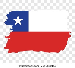 Bandeira nacional do Chile com pincelada isolada sobre fundo transparente. Ilustração vetorial