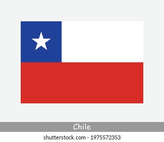 National Flag of Chile. Chilean Country Flag. Republic of Chile Detailed Banner. EPS Vector Illustration Cut File