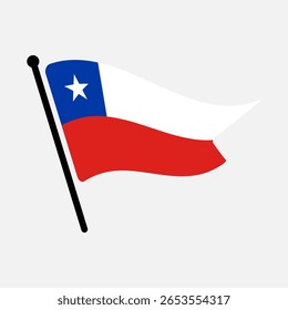 Bandeira nacional do Chile. Design de ícone de ilustração de vetor digital de bandeira do Chile. Bandeira de mastro flutuante.