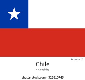 National flag of Chile with correct proportions, element, colors for education books and official documentation