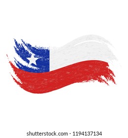 National Flag Of Chile, Designed Using Brush Strokes,Isolated On A White Background. Vector Illustration. Use For Brochures, Printed Materials, Logos, Independence Day.