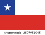 National flag of Chile with official colors and 2:3 aspect ratio, Vector illustration of Chile flag, Chile flag drawing with correct proportions, Accurate dimensions vector image, eps 10, Chile flag