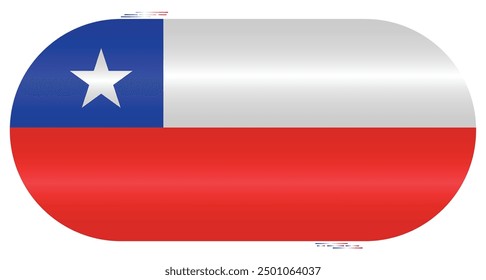 National Flag of Chile. Republic of Chile flag in capsule shape. South American Country. Chilean flags isolated on white background. Editable vector EPS available