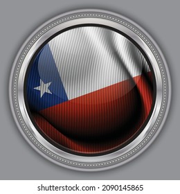 The national flag of chile. The symbol of the state on wavy cotton fabric. Realistic vector illustration.flag background with cloth texture