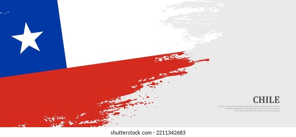 National flag of Chile with textured brush flag. Artistic hand drawn brush flag banner background