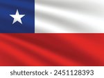 National flag of Chile. Chile Flag. Waving Chile flag.
