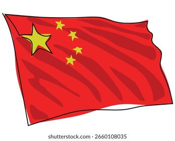 The national flag of China in a continuous striped pattern on a white background.