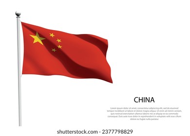 National flag China isolated waving on white background