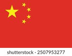 National flag of China with official colors and 2:3 aspect ratio, Vector illustration of China flag, China flag drawing with correct proportions, Accurate dimensions vector image, eps 10, China flag