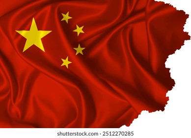 National flag of China waving in the wind vector with torn edges on transparent background