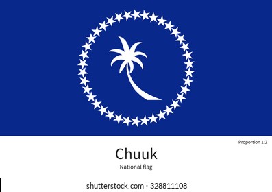 National flag of Chuuk with correct proportions, element, colors for education books and official documentation
