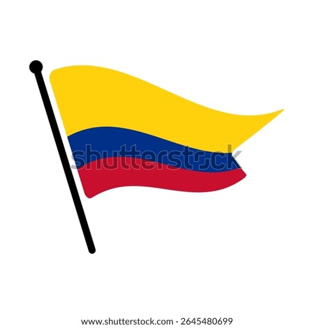 National flag of Colombia.  Colombia flag computer digital vector illustration icon design.  Fluttering flagpole flag.