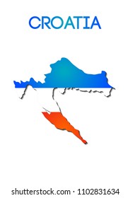 national flag color in map of Croatia gradient design