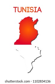national flag color in map of Tunisia, gradient design